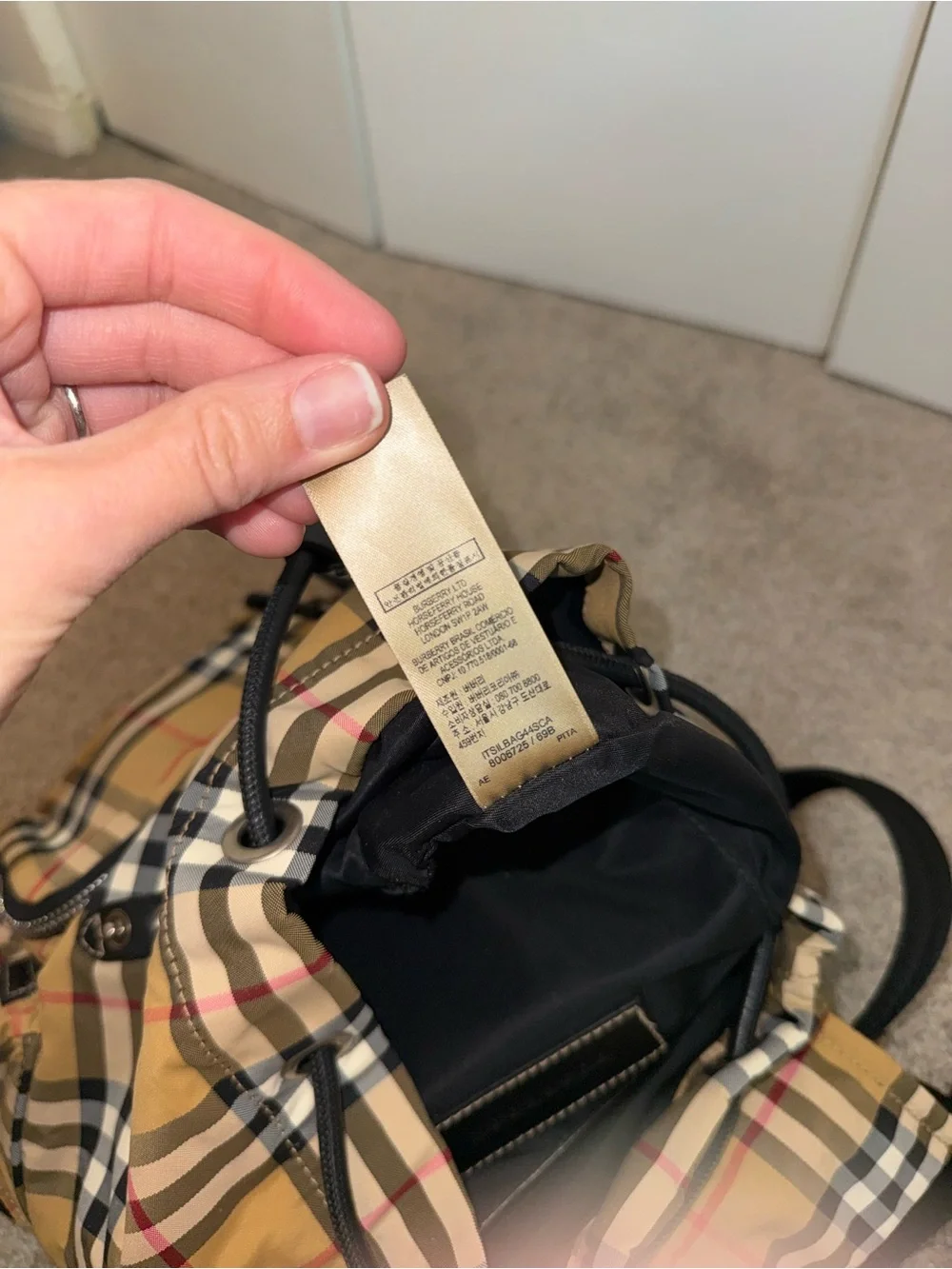 Vintage Burberry Checkered Beige Plaid Mini Backpack